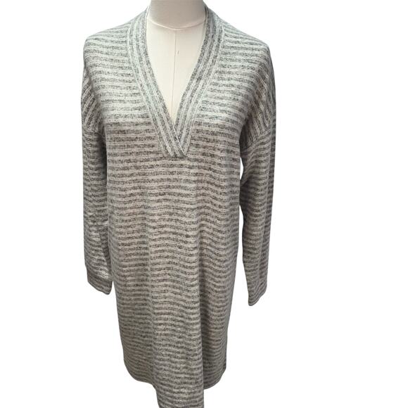 Lou & Grey‎ V-Neck Striped Sweater Dress Womens Small Tunic Casual Soft Relaxed - Picture 1 of 16
